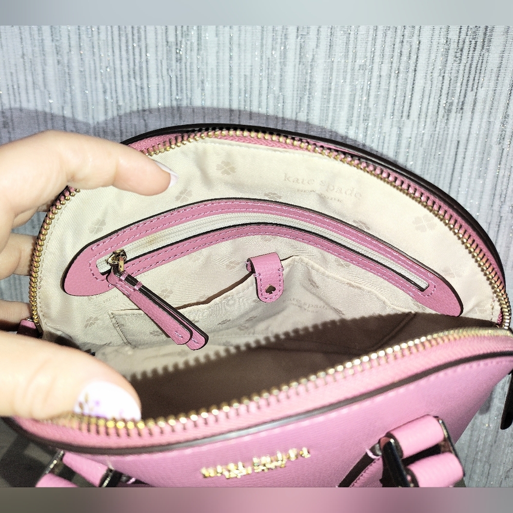 Kate Spade Pink Medium Dome Satchel & Crossbody Strap + Dust Bag - Picture 8 of 12